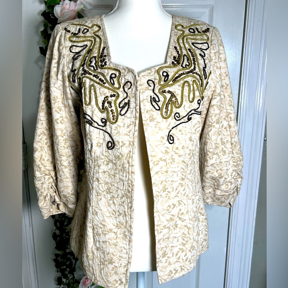 🌷NWOT Coldwater Creek 3/4 sleeve sequins and beads embellished jacket 💫